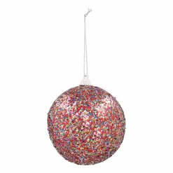 Kerstbal Met Tinsel | Multi Glitter | 8 Cm