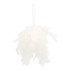 Kerstbal Met Veren | Wit | 8 Cm