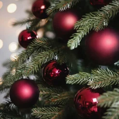 Kerstballen 44 St | Bordeauxrood | Kunststof | 5-8 Cm | In Koker