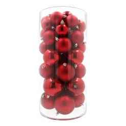 Kerstballen 44 St | Kerstrood | Kunststof | 5-8 Cm | In Koker