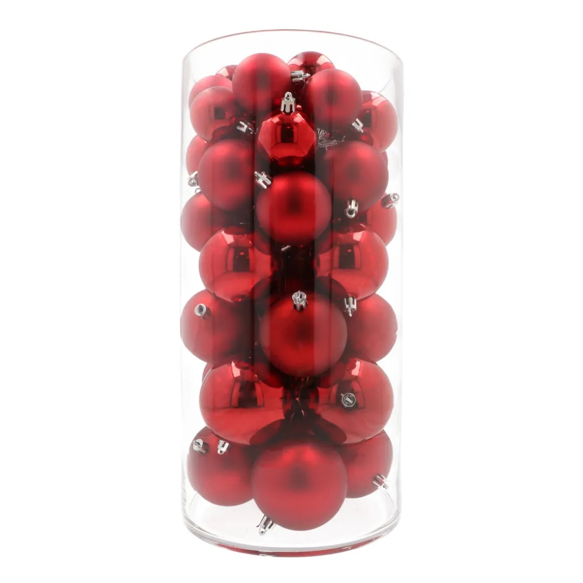 Kerstballen 44 St | Kerstrood | Kunststof | 5-8 Cm | In Koker