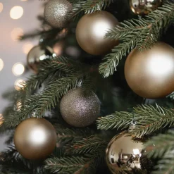 Kerstballen 44 St | Lichtgoud | Kunststof | 5-8 Cm | In Koker