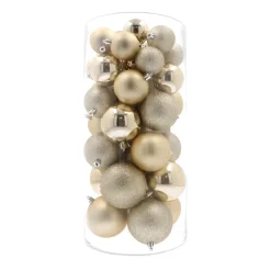 Kerstballen 44 St | Lichtgoud | Kunststof | 5-8 Cm | In Koker