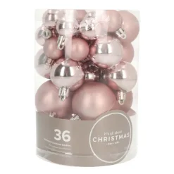 Kerstballen 36 St | Oudroze | Kunststof | 2,5 - 5 Cm | In Koker