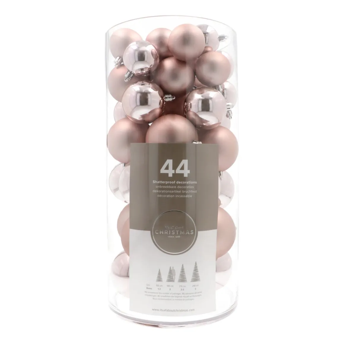 Kerstballen 44 St | Oudroze | Kunststof | 5-8 Cm | In Koker