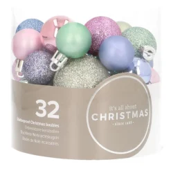 Kerstballen 32 St | Pastelmix | Kunststof | 2,5 - 4 Cm | In Koker