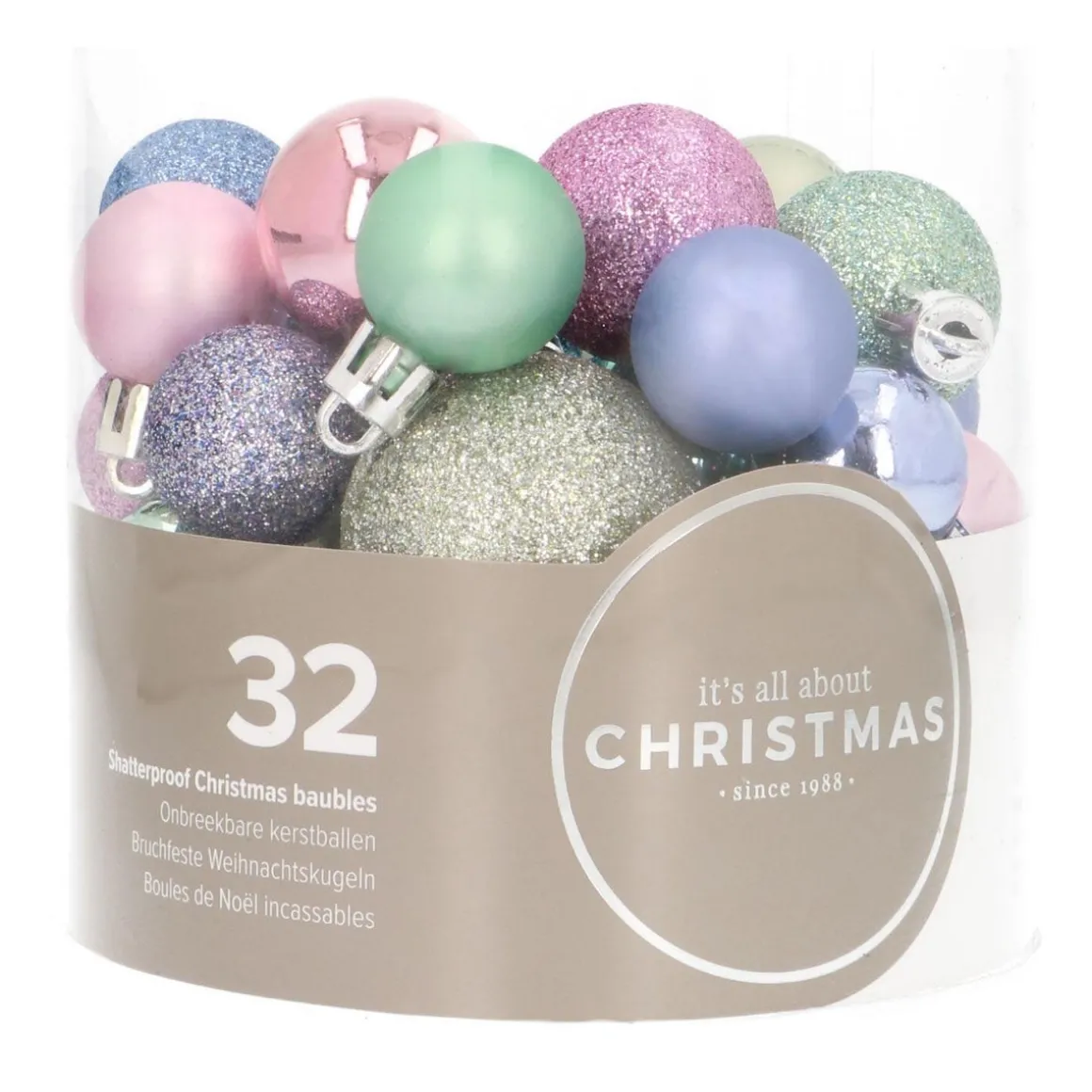 Kerstballen 32 St | Pastelmix | Kunststof | 2,5 - 4 Cm | In Koker