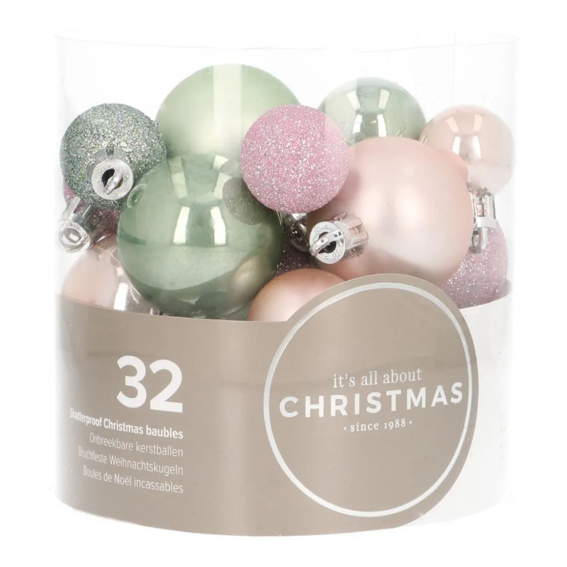 Kerstballen 32 St | Romantic Pastel | Kunststof | 2,5 - 4 Cm | In Koker