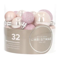 Kerstballen 32 St | Zachtroze | Kunststof | 2,5 - 4 Cm | In Koker