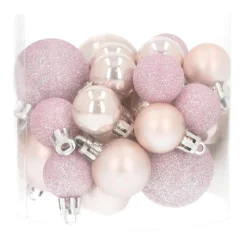 Kerstballen 32 St | Zachtroze | Kunststof | 2,5 - 4 Cm | In Koker