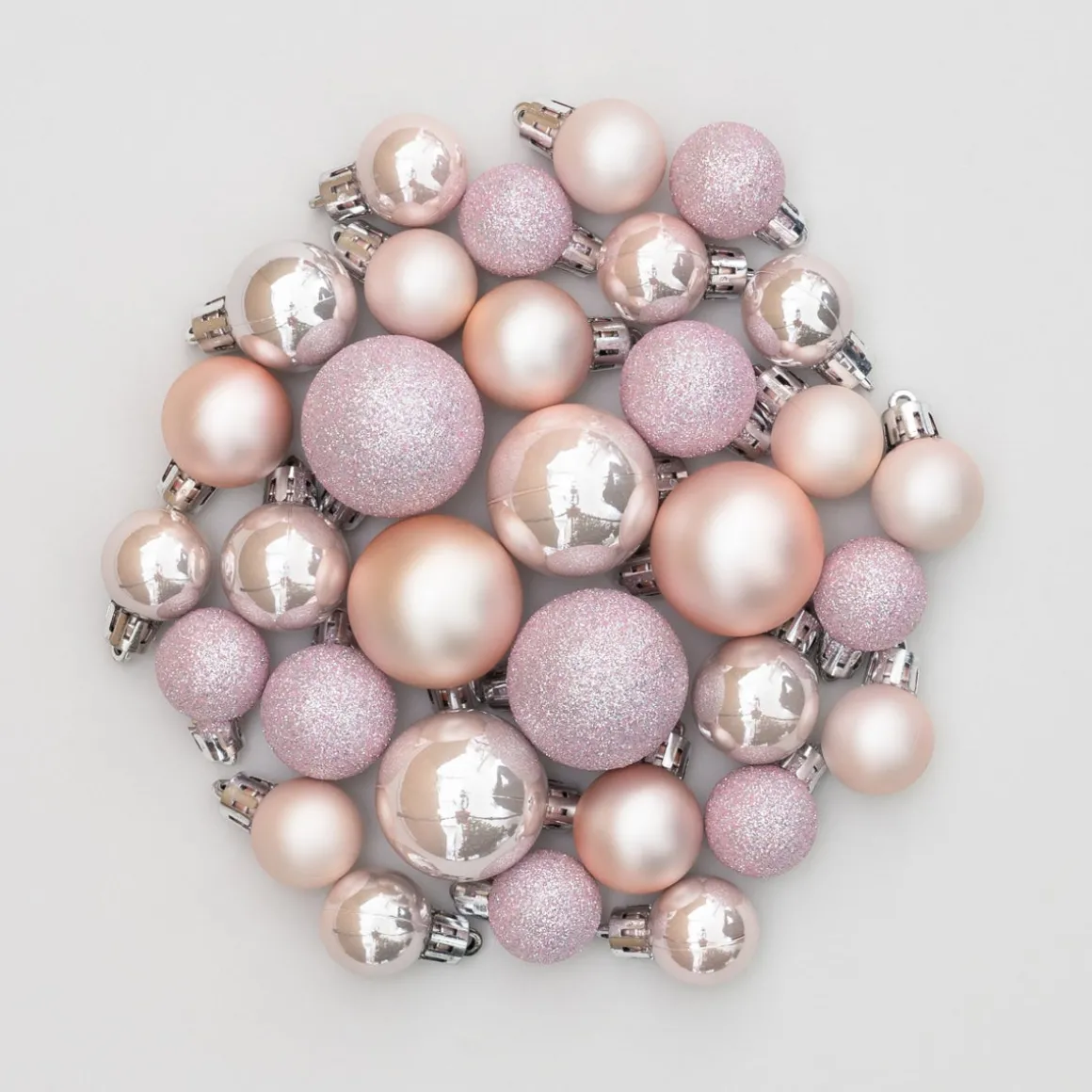 Kerstballen 32 St | Zachtroze | Kunststof | 2,5 - 4 Cm | In Koker