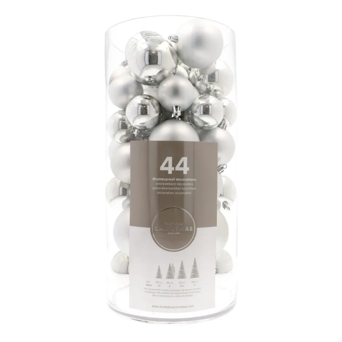 Kerstballen 44 St | Zilver | Kunststof | 5-8 Cm | In Koker