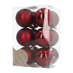 Kerstballen Set 12 St | Bordeauxrood | Kunststof | 7 Cm