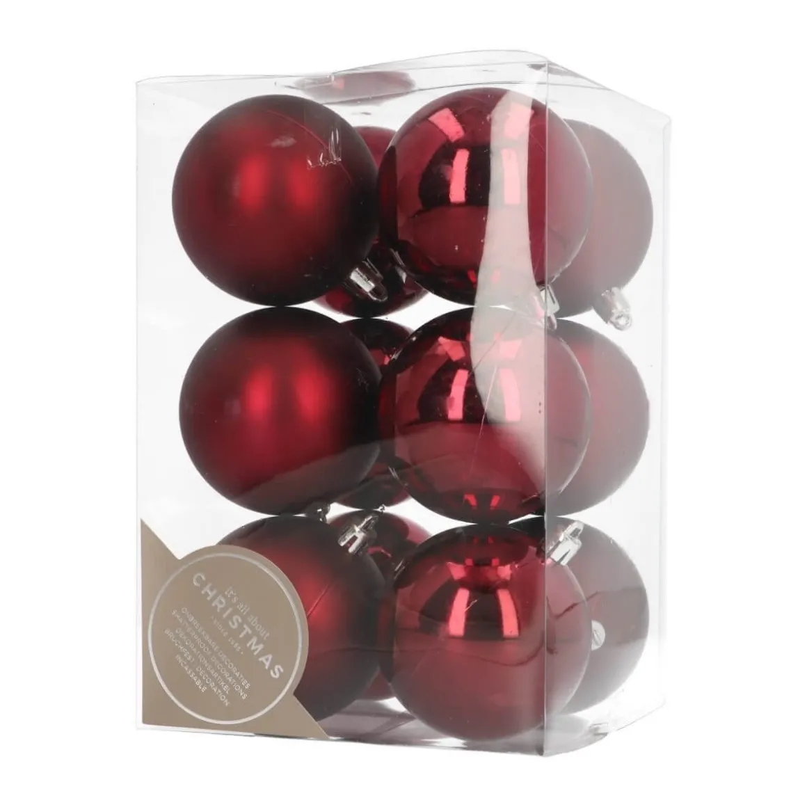 Kerstballen Set 12 St | Bordeauxrood | Kunststof | 7 Cm