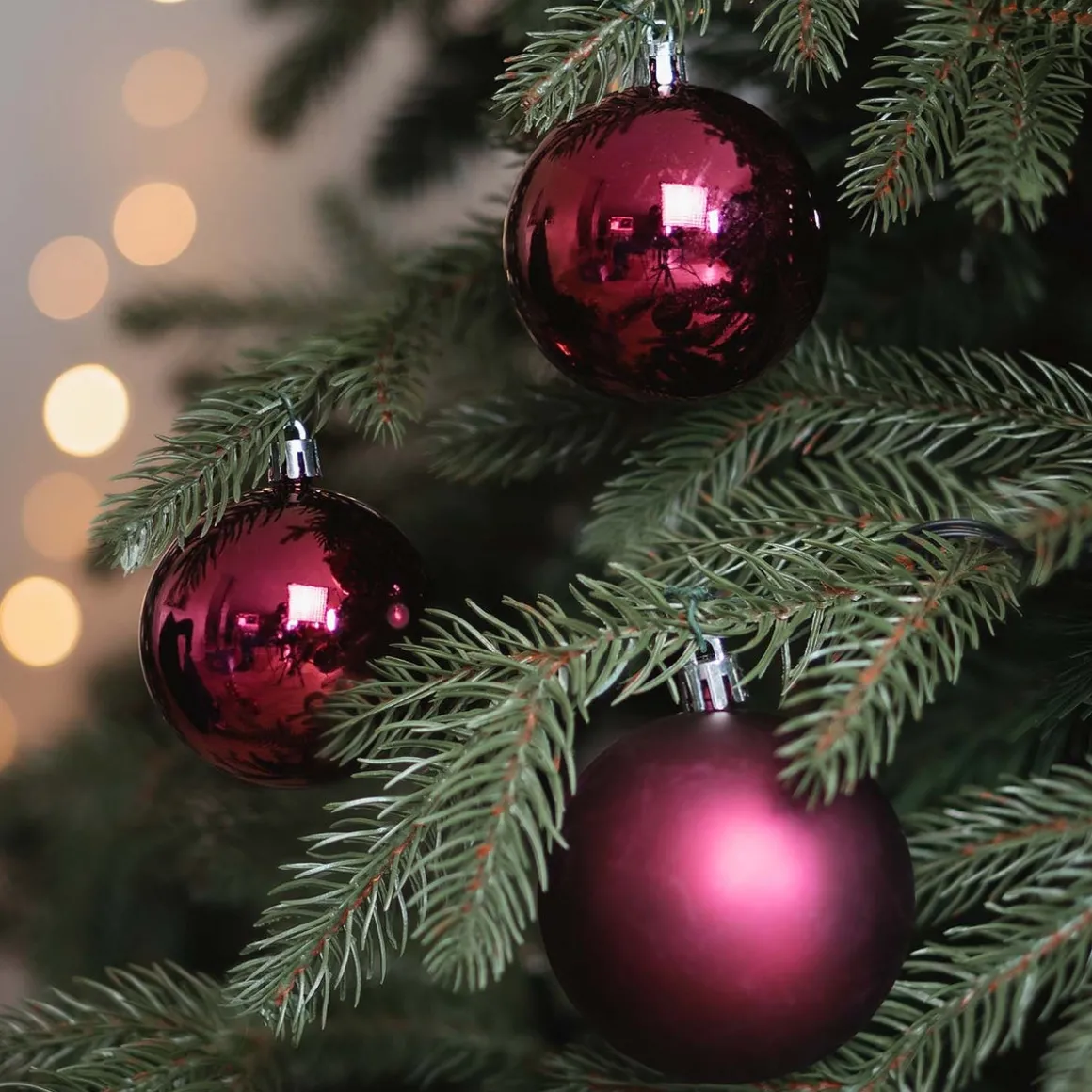 Kerstballen Set 12 St | Bordeauxrood | Kunststof | 7 Cm