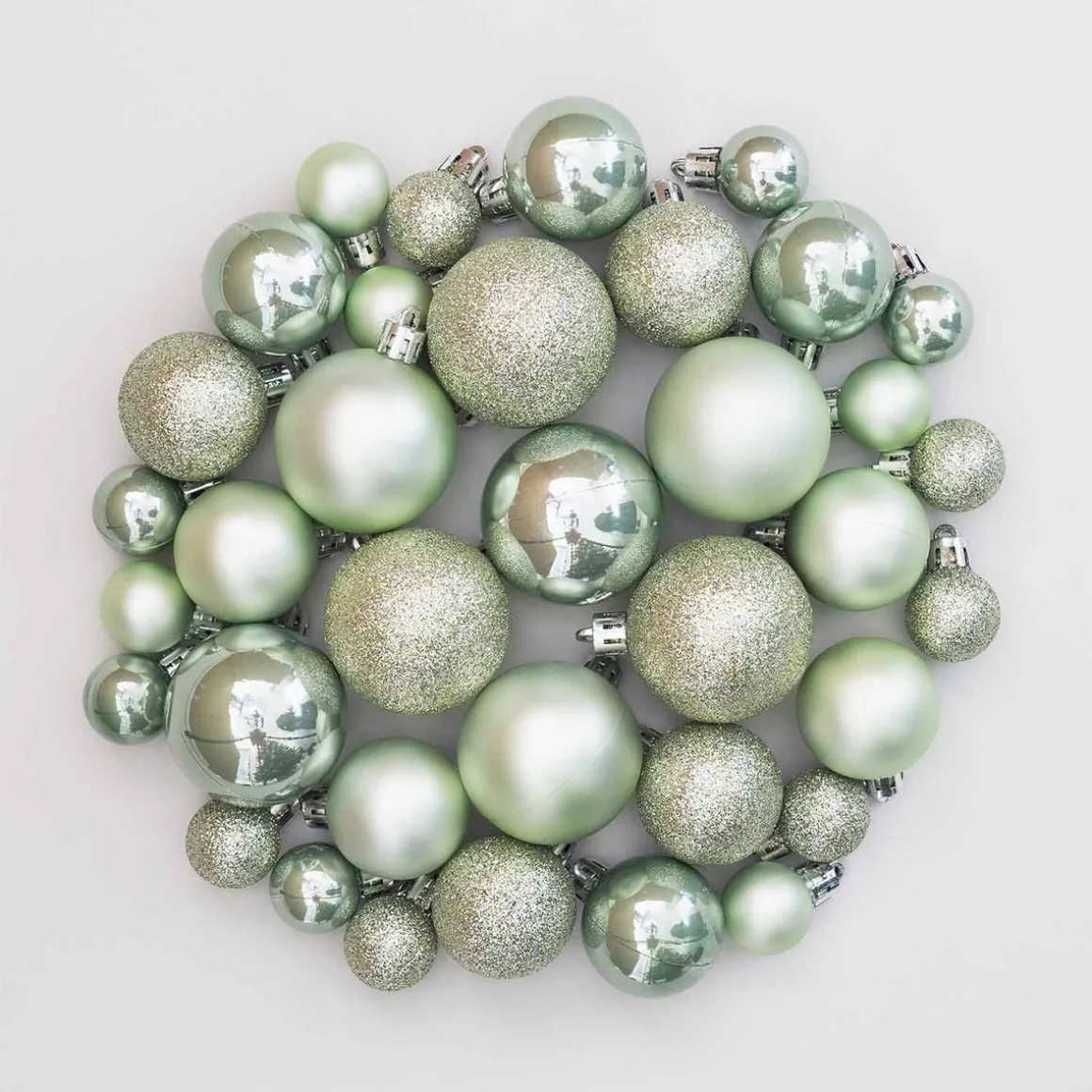 Kerstballen Set 36 St | Kunststof | 2,5 - 5 Cm | Eucalyptus | In Koker