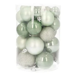 Kerstballen Set 36 St | Kunststof | 2,5 - 5 Cm | Eucalyptus | In Koker