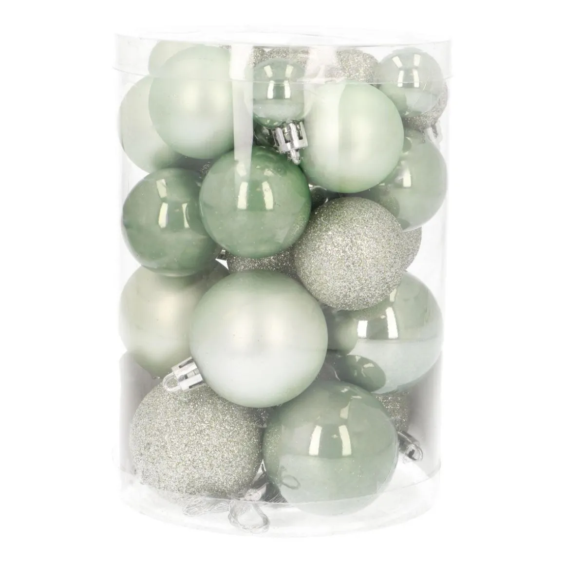 Kerstballen Set 36 St | Kunststof | 2,5 - 5 Cm | Eucalyptus | In Koker