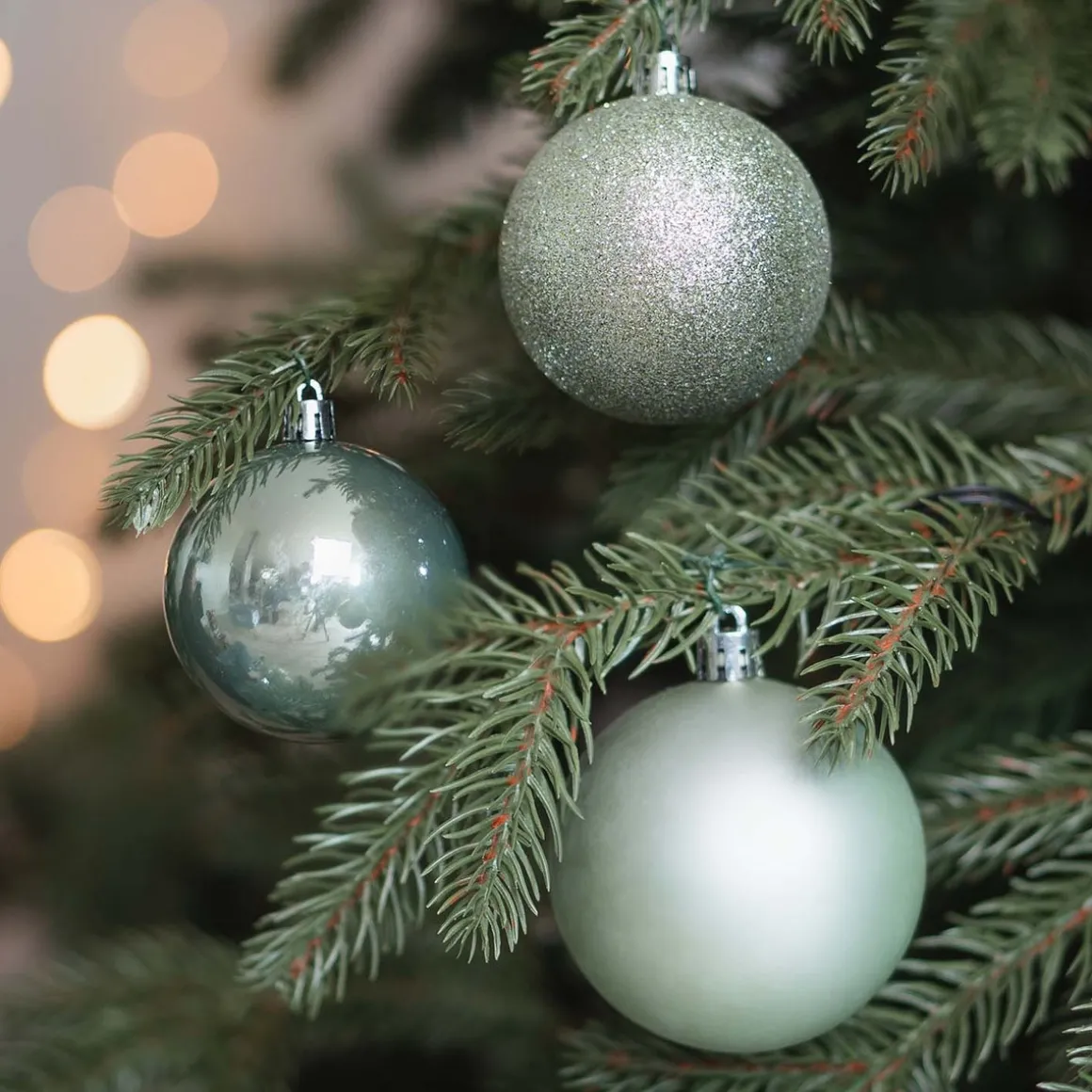 Kerstballen Set 12 St | Kunststof | 7 Cm | Eucalyptus