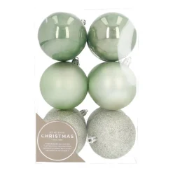Kerstballen Set 12 St | Kunststof | 7 Cm | Eucalyptus