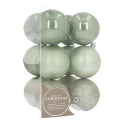 Kerstballen Set 12 St | Kunststof | 7 Cm | Eucalyptus