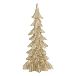 Kerstboom Champagne Met Sneeuw 19cm Polyresin