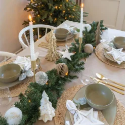 Kerstboom Champagne Met Sneeuw 27cm Polyresin