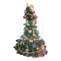 Kerstboom Met Sneeuwbol | Muziek | ⌀9cm | 19 Cm Hoog