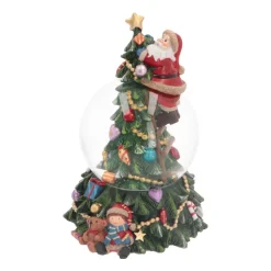 Kerstboom Met Sneeuwbol | Muziek | ⌀9cm | 19 Cm Hoog