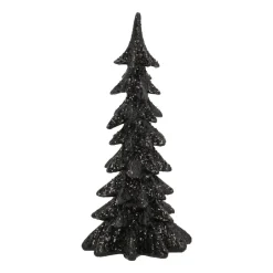 Kerstboom Zwart Met Sneeuw 19cm Polyresin