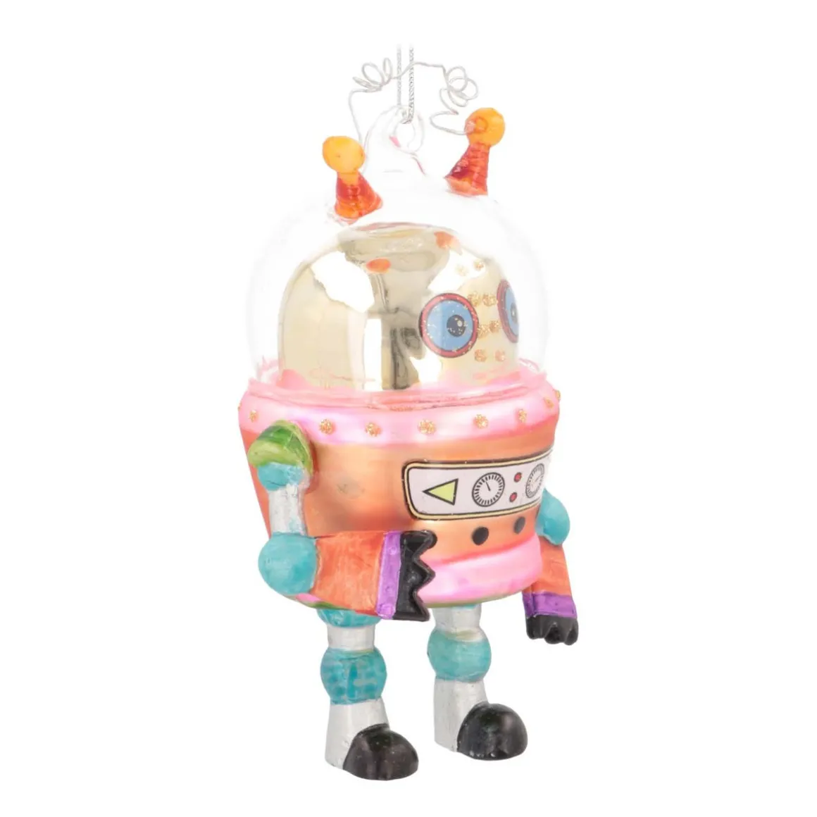 Kersthanger Alien Robot | Glas | Multi | 12cm