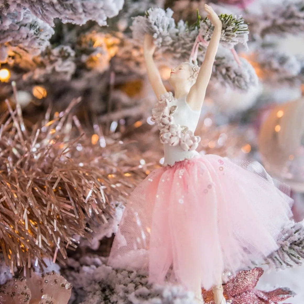 Kersthanger Ballerina Met Rokje 18 Cm Roze