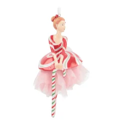 Kersthanger Ballerina Met Zuurstok | Polyresin | 16cm