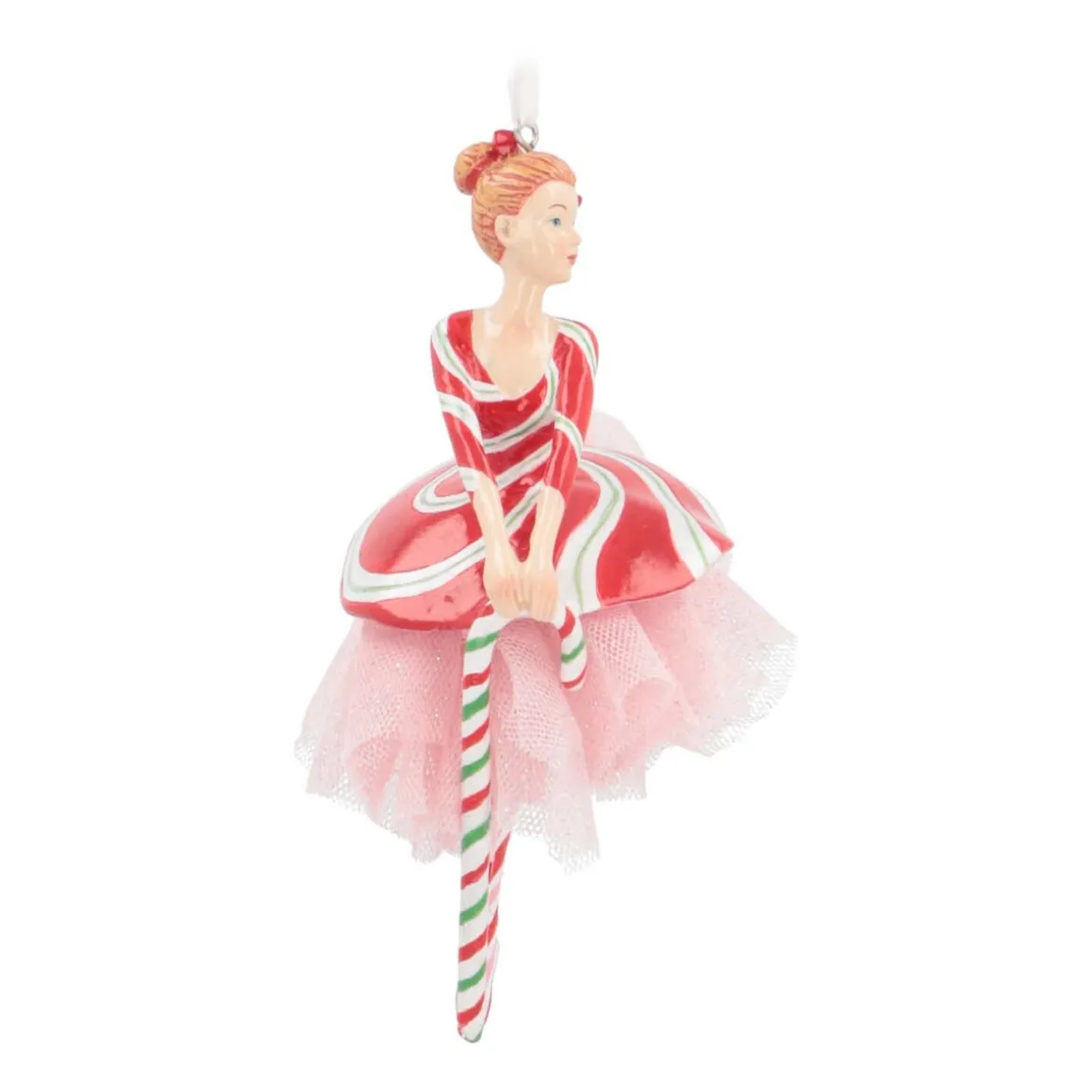 Kersthanger Ballerina Met Zuurstok | Polyresin | 16cm