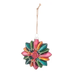 Kersthanger Bloem Met Glitter | Glas | Multi | 9cm