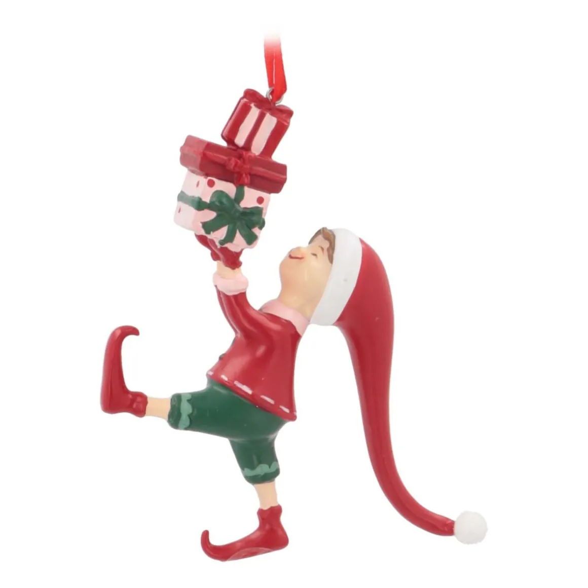 Kersthanger Elf Met Cadeaus | Polyresin | 13cm