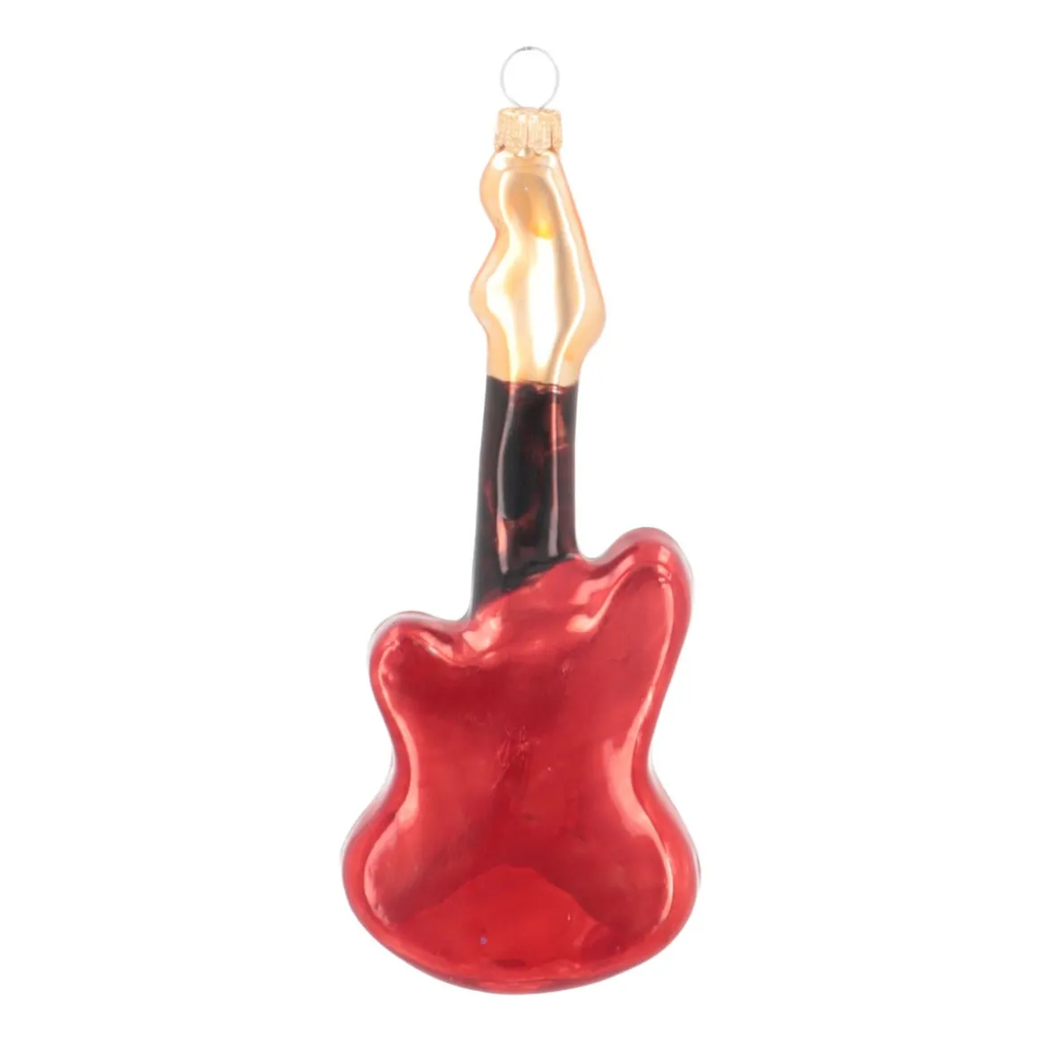 Kersthanger Gitaar | Glas | Rood-wit | 15cm