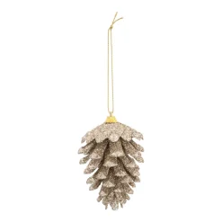 Kersthanger Glitter Dennenappel | Champagne | 8 Cm
