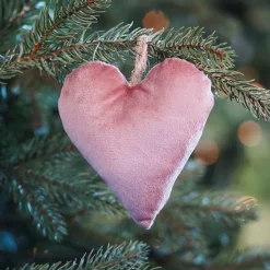 Kersthanger Hart | Flanel | Oudroze | 12 Cm