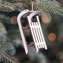 Kersthanger Houten Slee | Wit | 10 Cm
