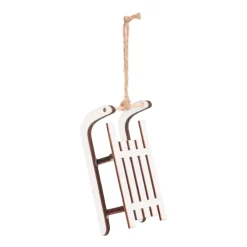 Kersthanger Houten Slee | Wit | 10 Cm