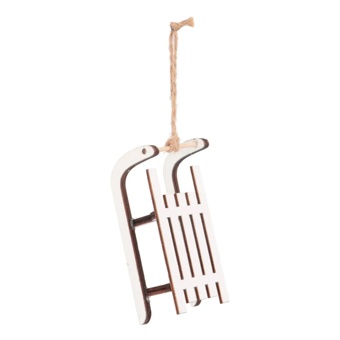 Kersthanger Houten Slee | Wit | 10 Cm