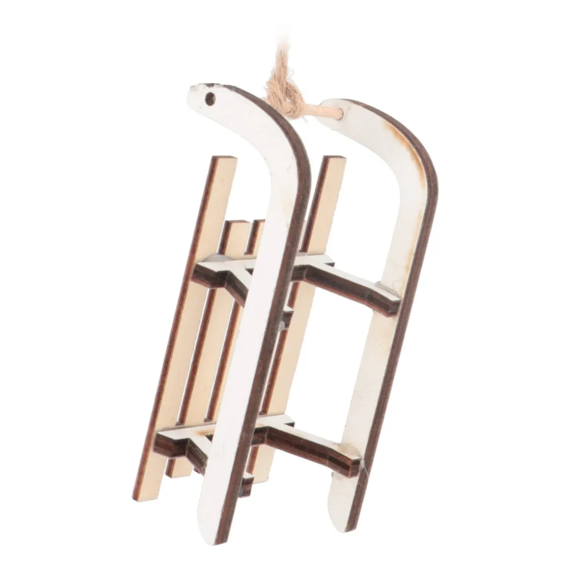 Kersthanger Houten Slee | Wit | 10 Cm