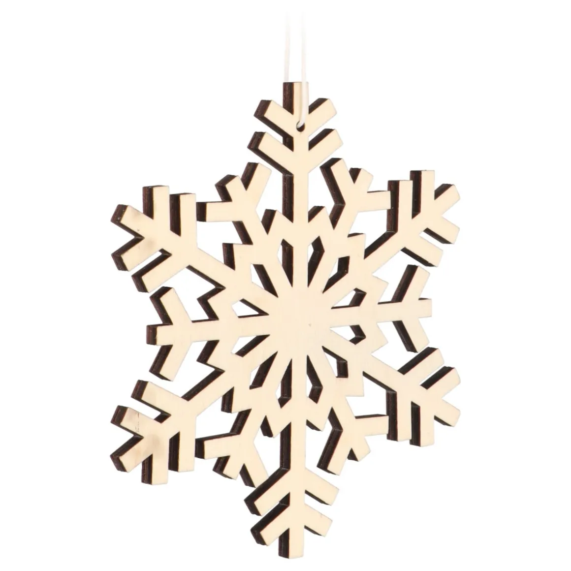 Kersthanger Houten Sneeuwvlok | Wit | 12 Cm