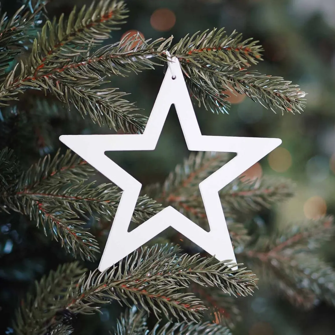 Kersthanger Houten Ster | Wit | 15 Cm