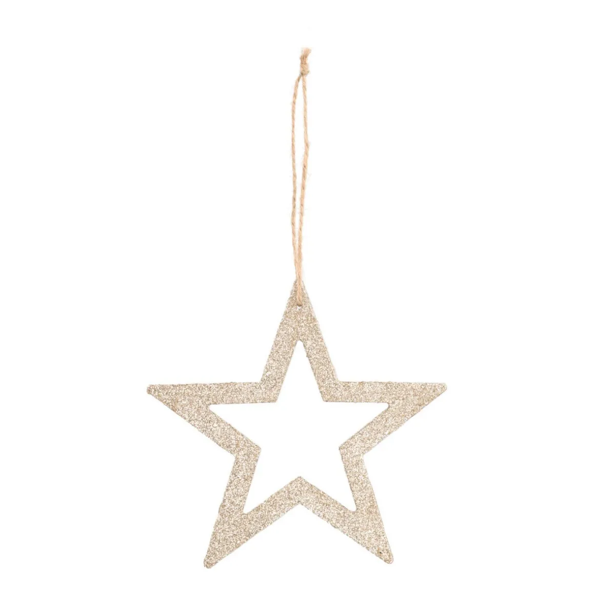 Kersthanger Houten Ster | Champagne | 15 Cm