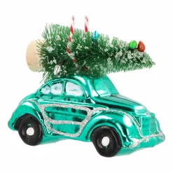 Kersthanger Kever Met Kerstboom | Tealblauw | 10 Cm