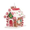 Kersthanger Klei | Snoephuisje Met LED | Handgemaakt | Incl Batterijen | 10 Cm