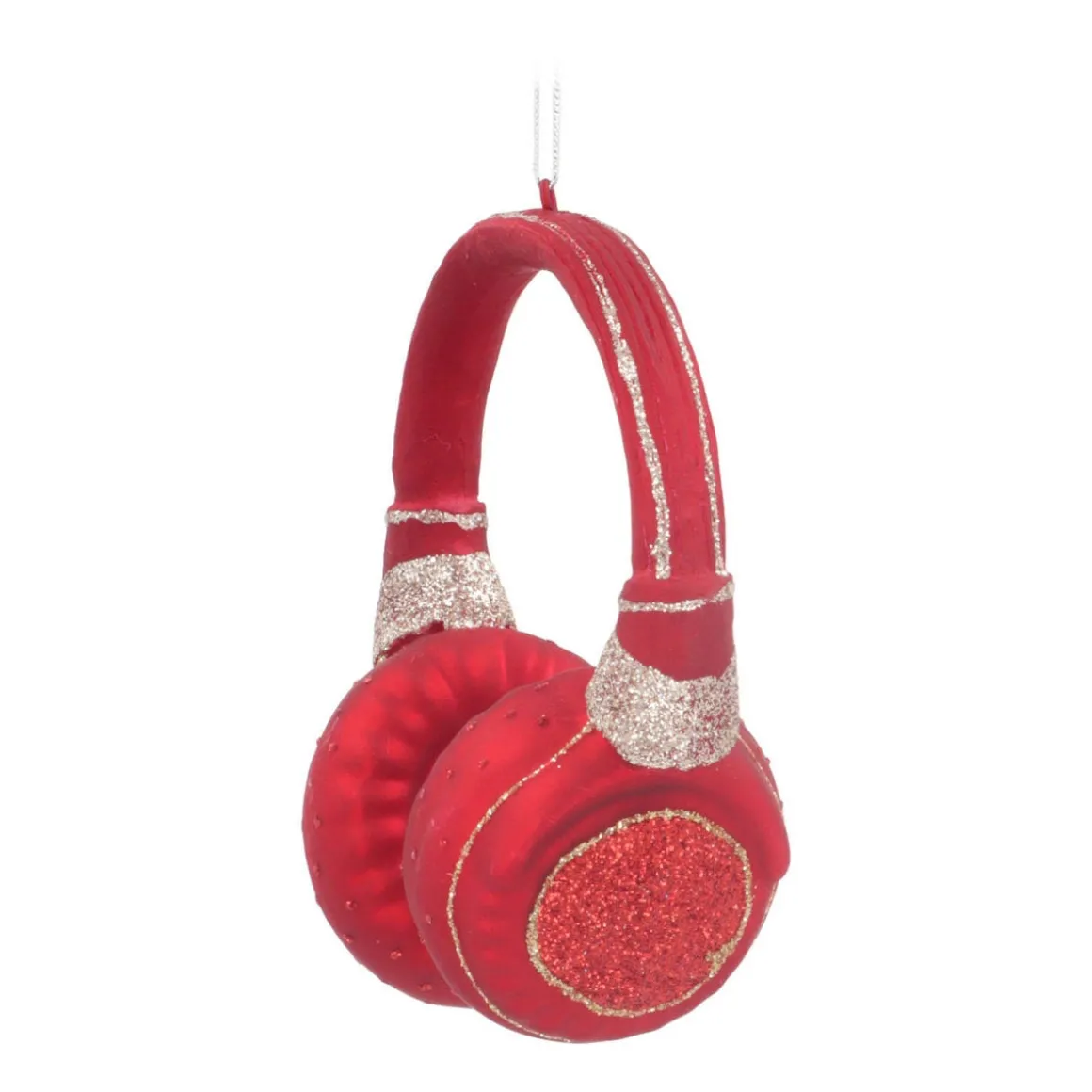 Kersthanger Koptelefoon | Glas | Rood | 10cm