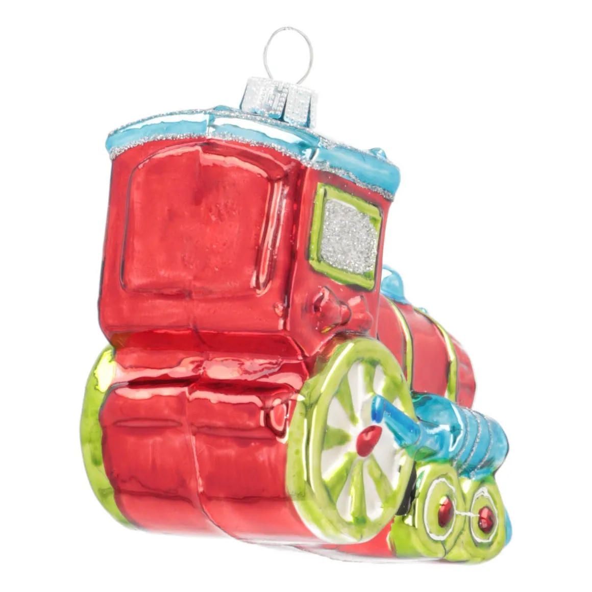 Kersthanger Locomotief | Glas | Rood-groen | 10cm